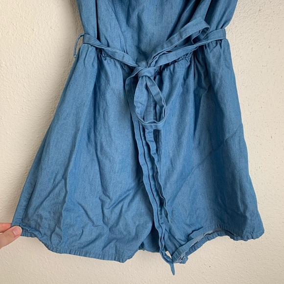 Sugar+Lips chambray embroidered romper S - Picture 2 of 7